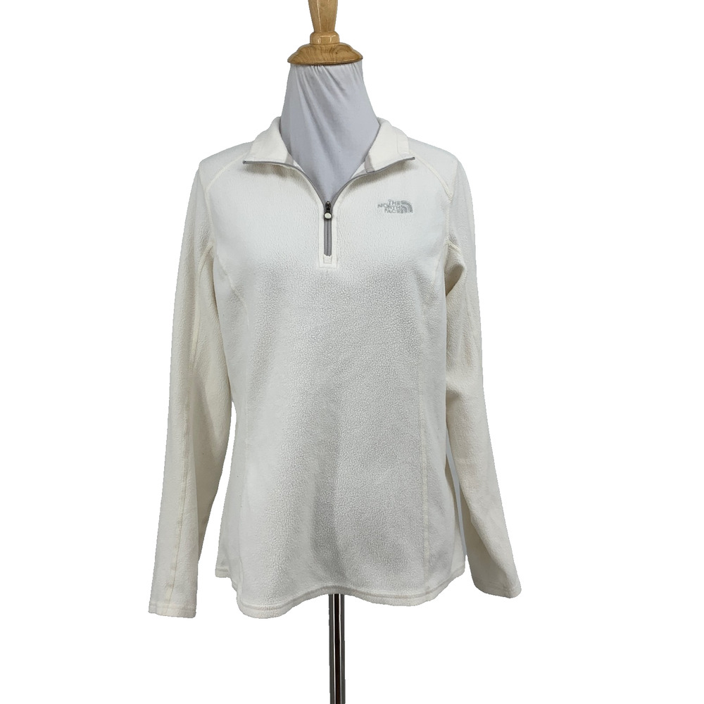 The North Face Sweatshirt Womens M Medium Ivory 100 Glacier Quarter Zip Fleece